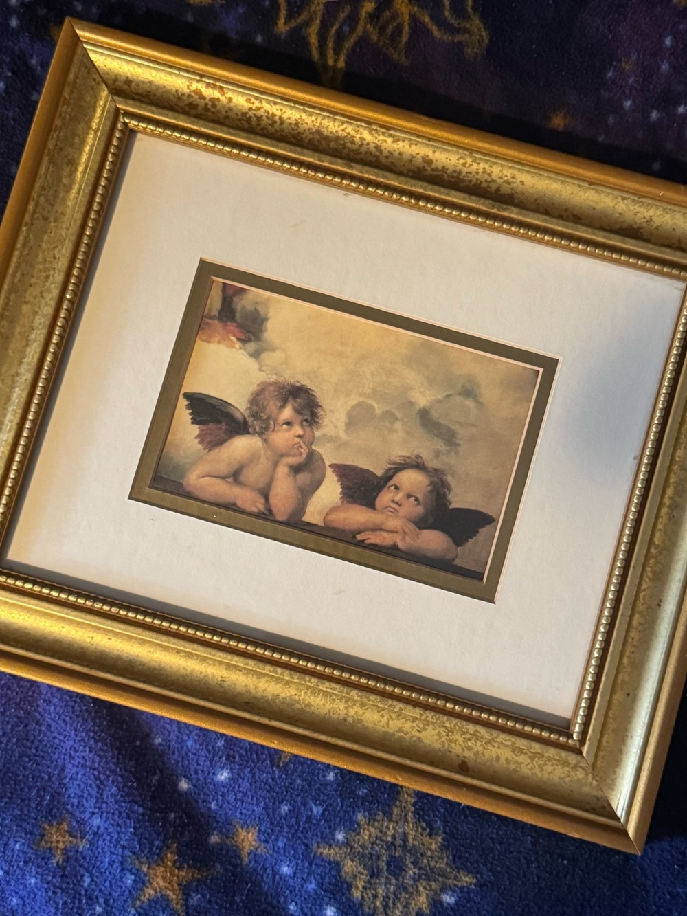 Vintage Raphael Cherub Angels Framed Art Print Gold Ornate